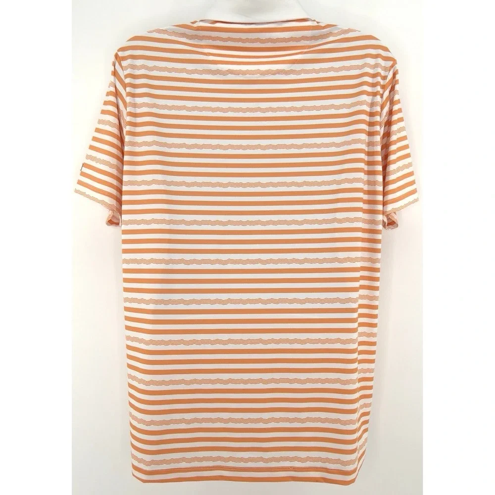 Bad Birdie Polo Shirt Men XL‎ Orange Stripe Golf Performance Stretch